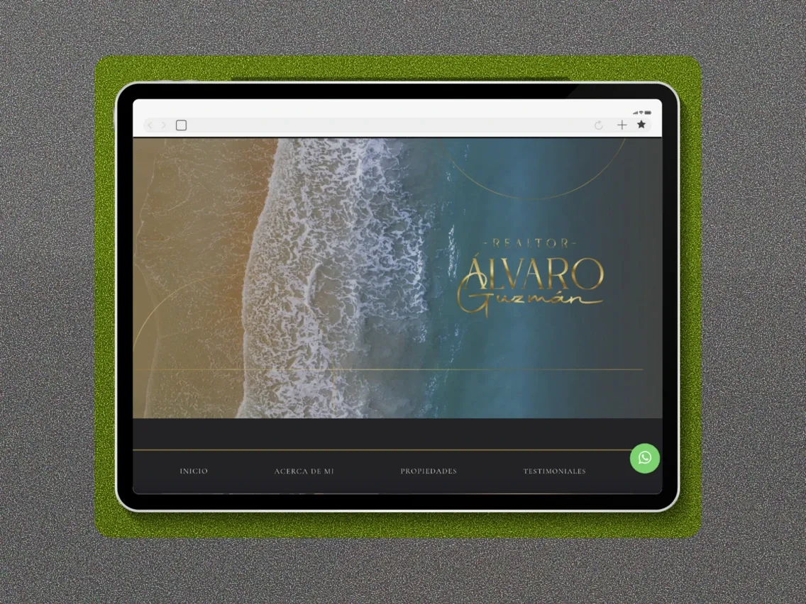 Sitio web de Realtor Álvaro en una tableta