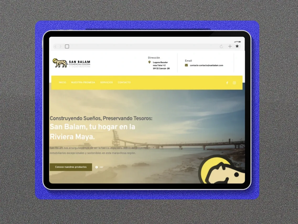 Sitio web de Sak Balam en una tableta